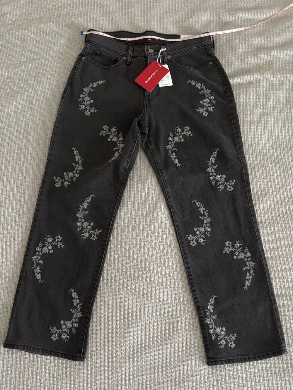 Lucky Brand Embroidered Black Jeans